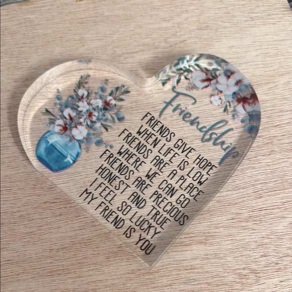 Other - Heart-Shaped Friendship Plaque with Floral Design